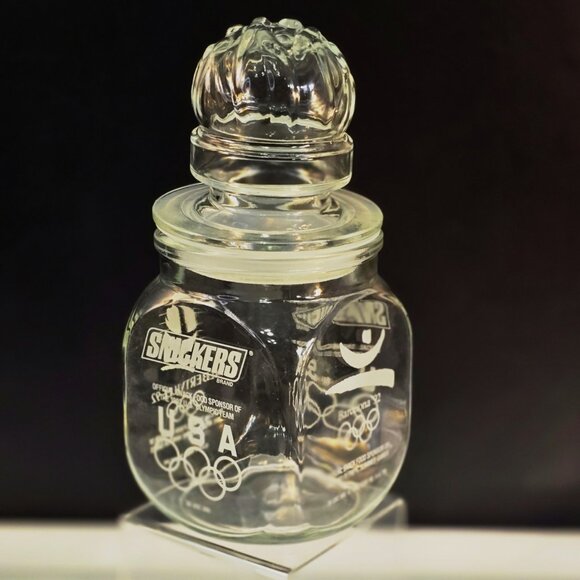 SNICKERS '92 Barcelona Albertville Winter Summer Olympic Games Glass Jar & Lid - Picture 2 of 6